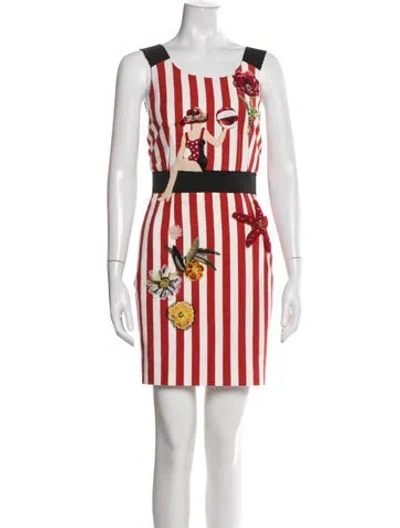 Pre-owned Dolce & Gabbana Striped Mini Dress In Red