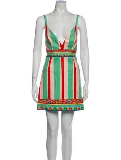 Pre-owned Dolce & Gabbana Striped Mini Dress W/ Tags In Blue