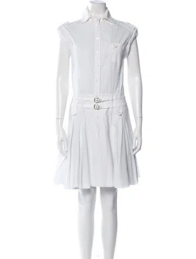 Pre-owned Dolce & Gabbana Striped Mini Dress In White