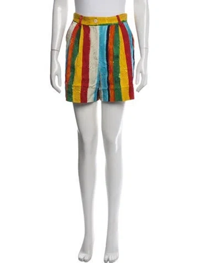 Pre-owned Dolce & Gabbana Striped Mini Shorts In Red