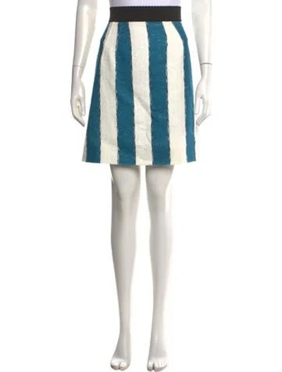 Pre-owned Dolce & Gabbana Striped Mini Skirt In Green/neutrals