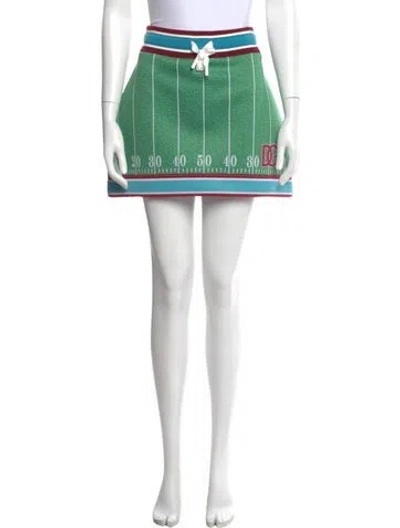 Pre-owned Dolce & Gabbana Striped Mini Skirt W/ Tags In Green