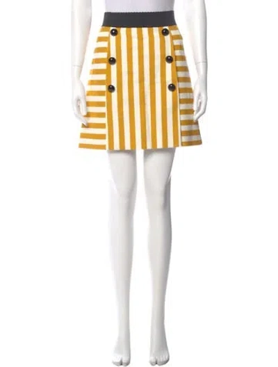 Pre-owned Dolce & Gabbana Striped Mini Skirt In Yellow
