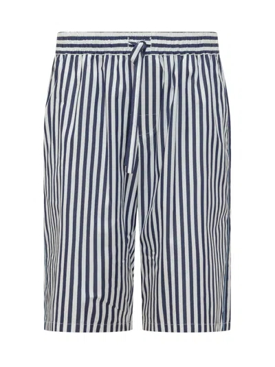 Dolce & Gabbana Striped Mini Trousers With Drawstring In Multi