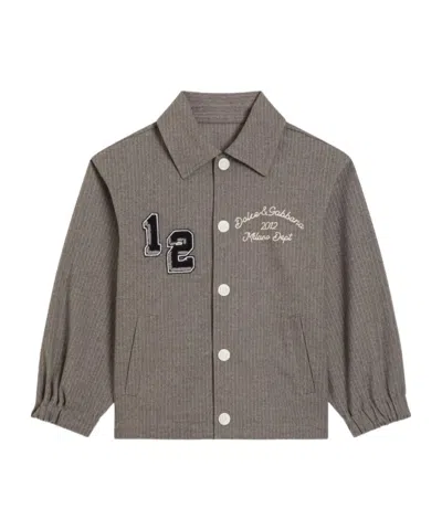 DOLCE & GABBANA STRIPED NUMBER-DETAIL JACKET