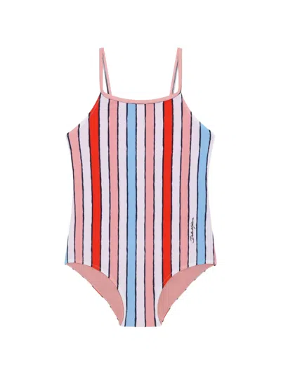 Dolce & Gabbana Kids' Striped One-piece Swimsuit In Green
