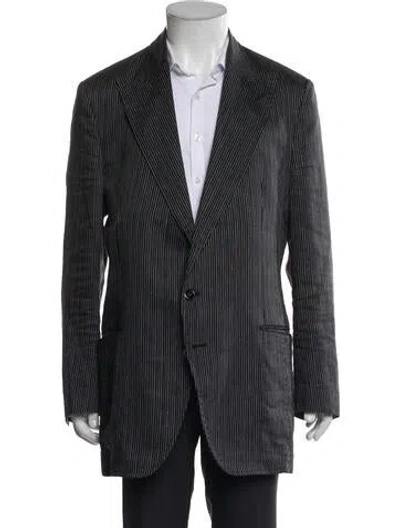 Pre-owned Dolce & Gabbana Striped Overcoat In Blue