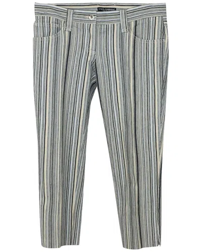 Dolce & Gabbana Striped Pants In Gray