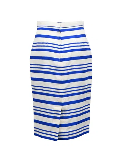 Pre-owned Dolce & Gabbana Striped-pattern Midi Skirt In White
