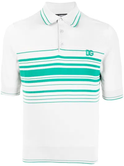 Dolce & Gabbana Striped-pattern Polo Shirt In Grau