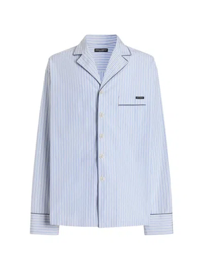 Dolce & Gabbana Embroidered Poplin Dress Shirt For Men In Stripped