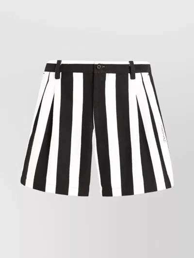 Dolce & Gabbana Striped Pleated Shorts Belt Loops In Black