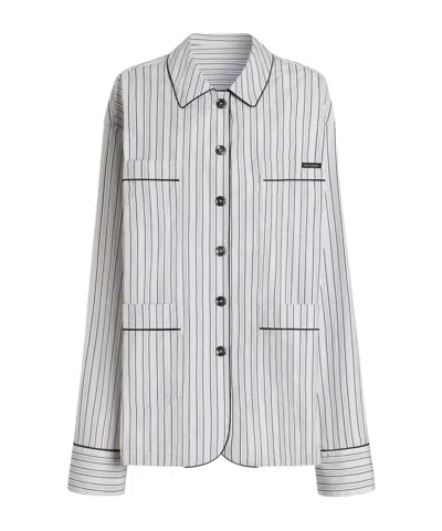 Dolce & Gabbana Striped Pocket Shirt In Gray