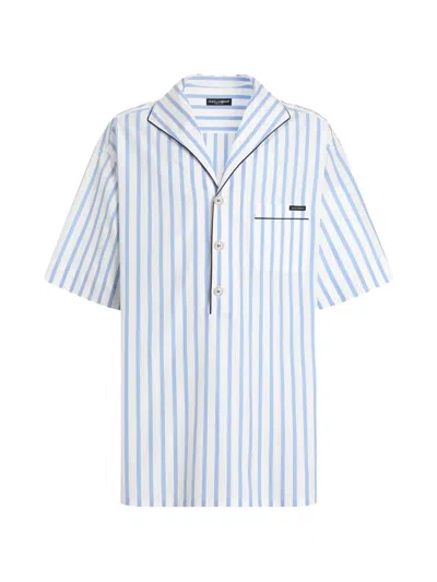 Dolce & Gabbana Look 11 Hawaiian Collar Shirt Blue With Floral Pattern In Cotton Women
