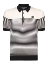 Dolce & Gabbana Dg Patch Striped Knitted Polo Shirt In White