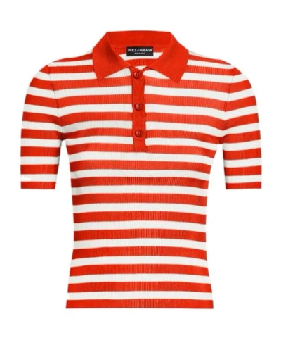 DOLCE & GABBANA DOLCE  GABBANA STRIPED SHORT-SLEEVED POLO SHIRT