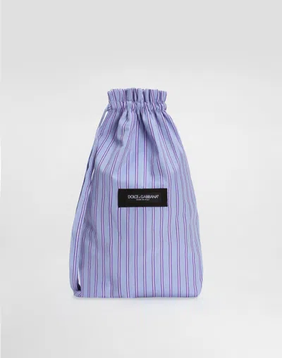 Dolce & Gabbana Dolce&gabbana Cotton Poplin Crossbody Pouch In Blue