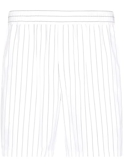 Dolce & Gabbana Striped Poplin Bermuda Shorts In White