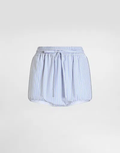 Dolce & Gabbana Striped Poplin Culottes In Blue