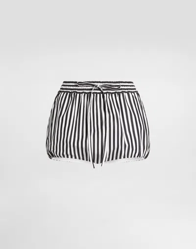 Dolce & Gabbana Striped Poplin Culottes In Black