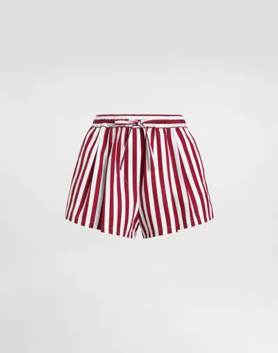 Dolce & Gabbana Striped Poplin Culottes Shorts In Brown