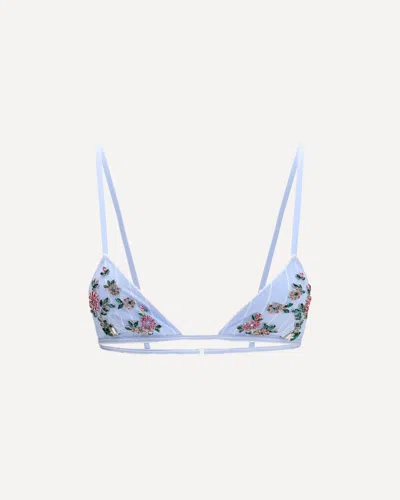 Dolce & Gabbana Striped Poplin Embroidered Bra In Blue