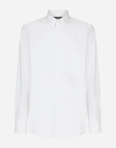 Dolce & Gabbana Striped Poplin Martini-fit Shirt In Black