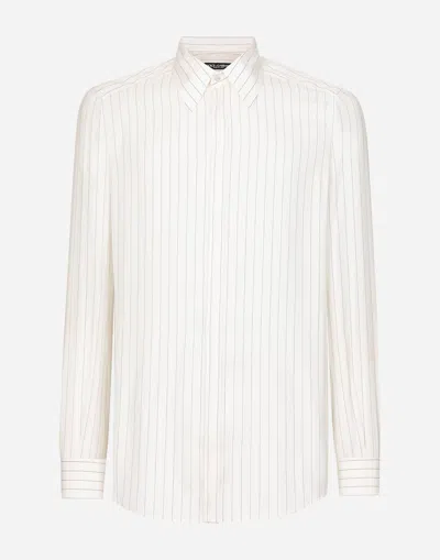 Dolce & Gabbana Striped Poplin Martini-fit Shirt In Multicolor