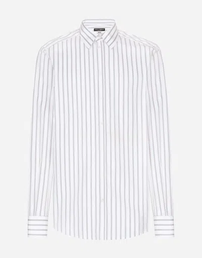 Dolce & Gabbana Striped Poplin Martini-fit Shirt In White