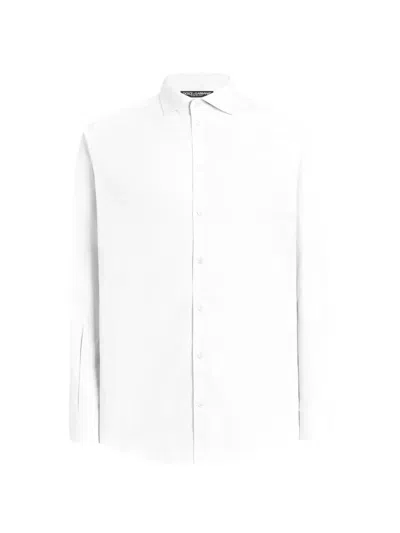Dolce & Gabbana Long Sleeve Shirt Straight Cut Collar Buttons In White