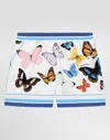 Dolce & Gabbana Striped Poplin Pajama Shorts With Butterfly Print In Print