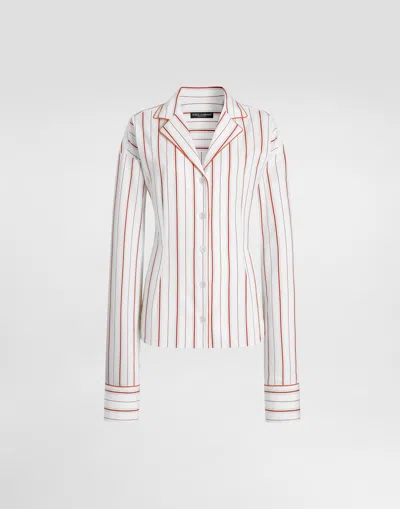 Dolce & Gabbana Striped Poplin Shirt In Multi