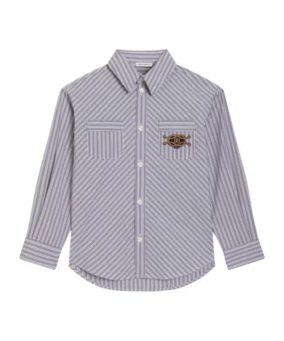 Dolce & Gabbana Striped Poplin Shirt In Gray