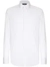 Dolce & Gabbana Slim Fit Long-sleeved Shirt In Stretch Cotton In Weiss