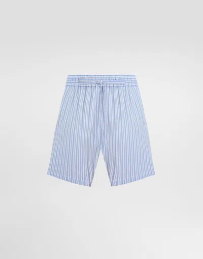 Dolce & Gabbana Striped Poplin Shorts In Blue