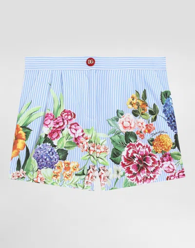 Dolce & Gabbana Striped Poplin Shorts With Floral Print In プリ