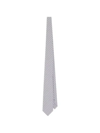 Dolce & Gabbana Striped Poplin Tie In Gray