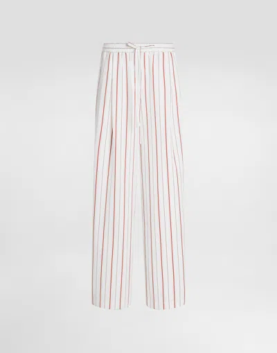 Dolce & Gabbana Striped Poplin Trousers In White