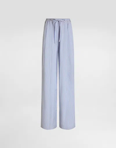 Dolce & Gabbana Striped Poplin Trousers In Blue