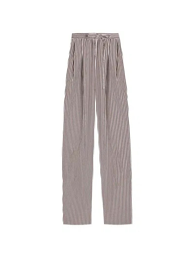 Dolce & Gabbana Striped Cotton And Silk Wide-leg Pants In Brown