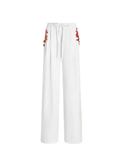 Dolce & Gabbana Striped Poplin Trousers In White