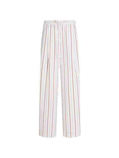 Dolce & Gabbana Striped Poplin Trousers In White