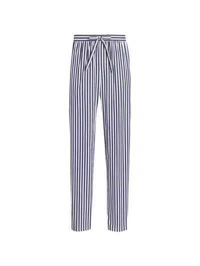 Dolce & Gabbana Striped Poplin Vanity Trousers With Piping In Blue