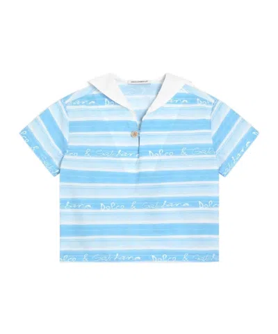 Dolce & Gabbana Striped-print Poplin Shirt In Blue