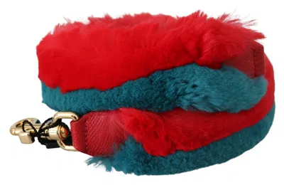 Dolce & Gabbana Striped Rabbit Fur Shoulder Bag In Red