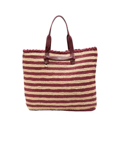 DOLCE & GABBANA STRIPED RAFFIA TOTE BAG