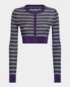 Dolce & Gabbana Striped Rib Crop Crewneck Cardigan