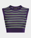 Dolce & Gabbana Striped Rib Crop Tank Top In Purple