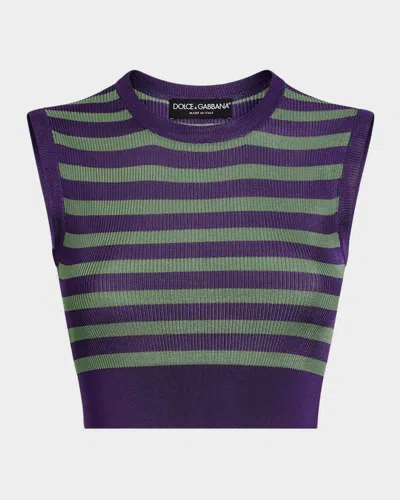 Dolce & Gabbana Striped Rib Crop Tank Top