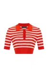 Dolce & Gabbana Striped Polo In Orange